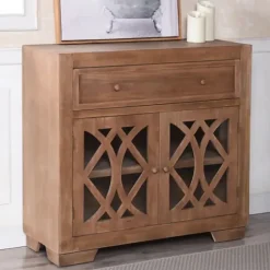 Cabinets & Sideboards-Kirkland's Home Decorative Doors Wood Cabinet Brown