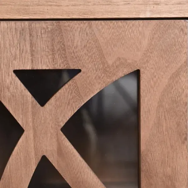 Cabinets & Sideboards-Kirkland's Home Decorative Doors Wood Cabinet Brown