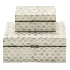 Baskets & Boxes-Kirkland's Home Decorative Mussel Shell Wood Boxes, Set Of 2 Ivory/Gray