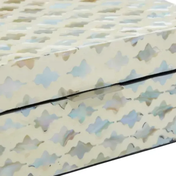 Baskets & Boxes-Kirkland's Home Decorative Mussel Shell Wood Boxes, Set Of 2 Ivory/Gray