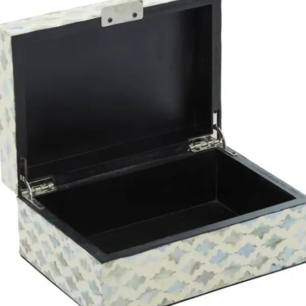 Baskets & Boxes-Kirkland's Home Decorative Mussel Shell Wood Boxes, Set Of 2 Ivory/Gray