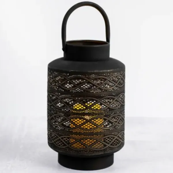 Lanterns-Kirkland's Home Decorative Pierced Metal Lantern, 14 In. Black