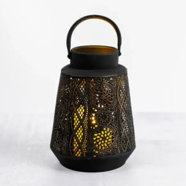 Lanterns-Kirkland's Home Decorative Pierced Metal Lantern, 12 In. Black