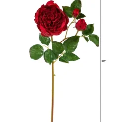 Stems & Bouquets-Kirkland's Home Deep Blooming Rose Stems, Set Of 6 Red