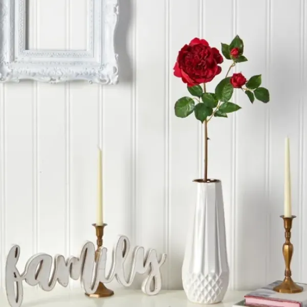 Stems & Bouquets-Kirkland's Home Deep Blooming Rose Stems, Set Of 6 Red