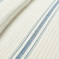 Quilts-Kirkland's Home Deep Blue Pick Stitch Stripe King Quilt Blue/White
