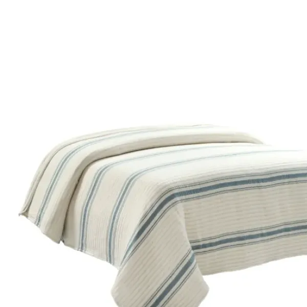 Quilts-Kirkland's Home Deep Blue Pick Stitch Stripe King Quilt Blue/White