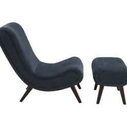 Accent Chairs-Kirkland's Home Deep Navy Piped Edge 2-Pc. Chair And Ottoman Set Blue