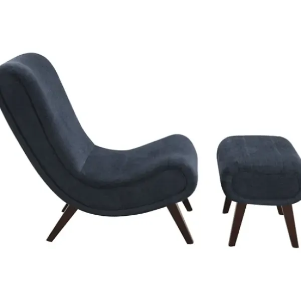 Accent Chairs-Kirkland's Home Deep Navy Piped Edge 2-Pc. Chair And Ottoman Set Blue