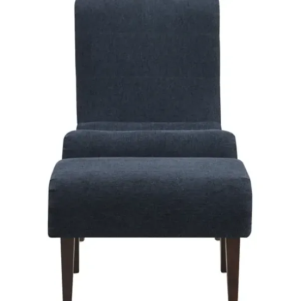 Accent Chairs-Kirkland's Home Deep Navy Piped Edge 2-Pc. Chair And Ottoman Set Blue