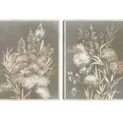 Framed Art-Kirkland's Home Delicate Bunch 2-Pc. Framed Canvas Art Set White/Tan/Gray