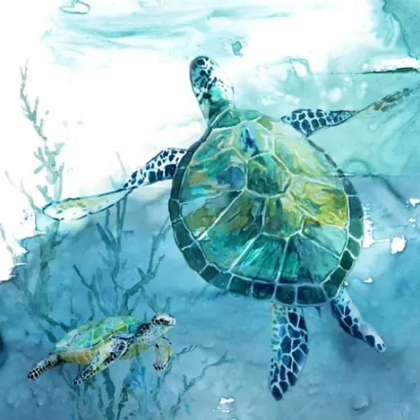 Canvas Art-Kirkland's Home Delray Sea Turtle Ii Giclee Canvas Art Print Blue