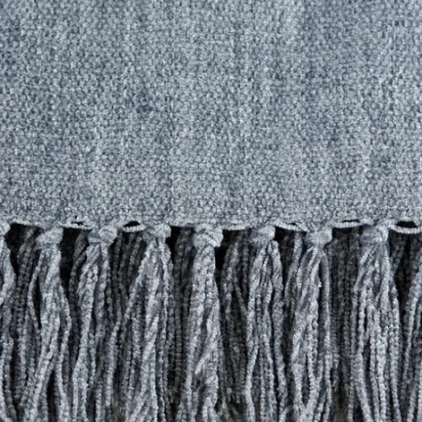Blankets & Throws-Kirkland's Home Demin Chenille Fringe Throw Blue