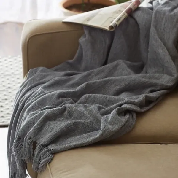Blankets & Throws-Kirkland's Home Demin Chenille Fringe Throw Blue