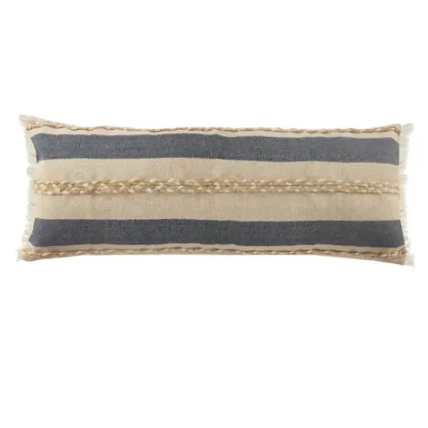 Pillows-Kirkland's Home Denim Blue Braided Stripe Lumbar Pillow Blue/Tan/White