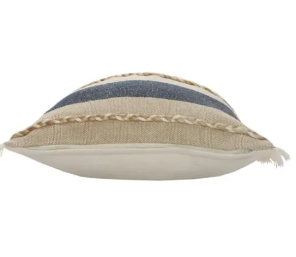 Pillows-Kirkland's Home Denim Blue Braided Stripe Throw Pillow, 24 In. Blue/Tan/Ivory