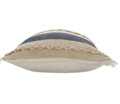 Pillows-Kirkland's Home Denim Blue Braided Stripe Throw Pillow, 20 In. Blue/Tan/Ivory