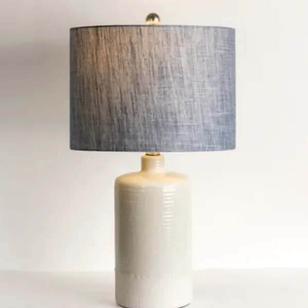 Table Lamps-Kirkland's Home Denim Shade Ribbed Table Lamp Blue