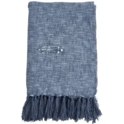 Blankets & Throws-Kirkland's Home Denim With Fringe Throw Blanket Blue