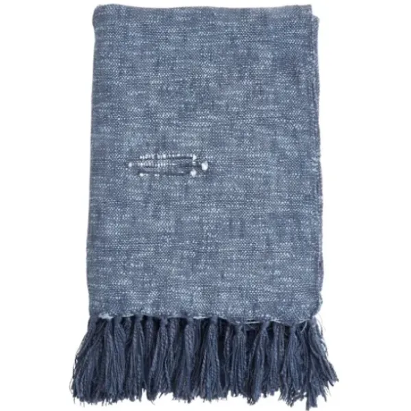 Blankets & Throws-Kirkland's Home Denim With Fringe Throw Blanket Blue