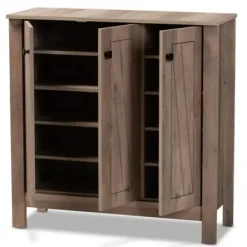 Entryway Furniture-Kirkland's Home Derrique Wash Shoe Storage Cabinet Gray
