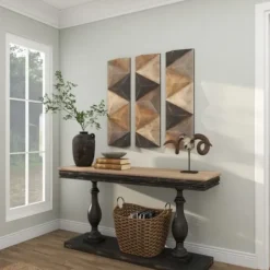 Wall Plaques-Kirkland's Home Devin Dimensional Wood Plaques, Set Of 3 Brown/Gray/White