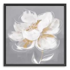 Framed Art-Kirkland's Home Devine Bloom Framed Canvas Art Print Gray/White/Gold