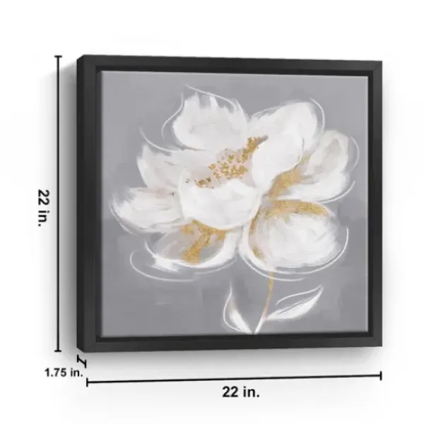 Framed Art-Kirkland's Home Devine Bloom Framed Canvas Art Print Gray/White/Gold