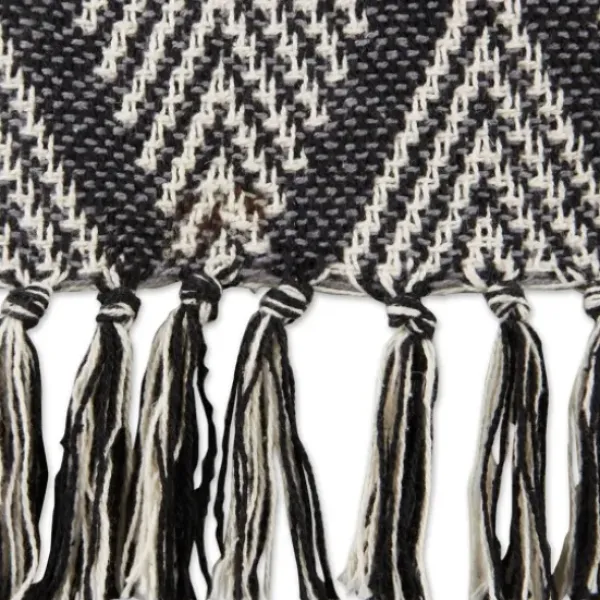 Blankets & Throws-Kirkland's Home Diamond Fringe Throw Black