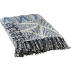 Blankets & Throws-Kirkland's Home Diamond Fringe Throw Blue