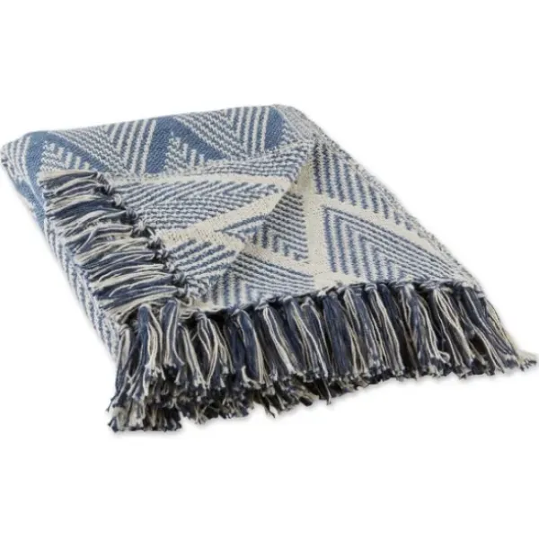 Blankets & Throws-Kirkland's Home Diamond Fringe Throw Blue