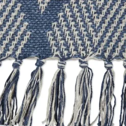 Blankets & Throws-Kirkland's Home Diamond Fringe Throw Blue