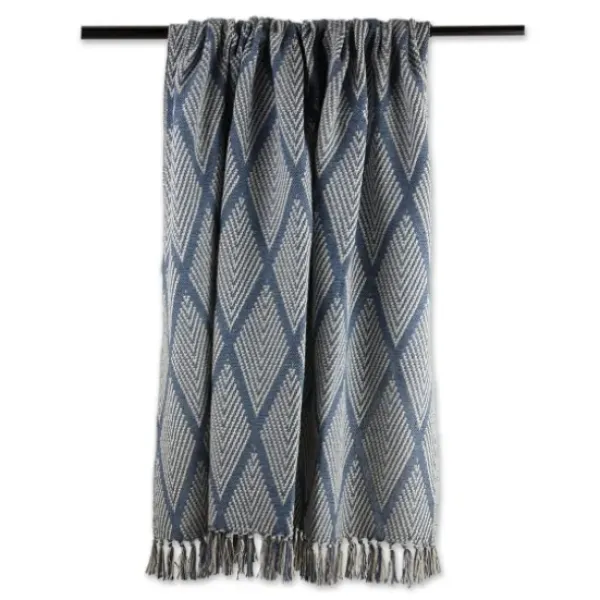 Blankets & Throws-Kirkland's Home Diamond Fringe Throw Blue