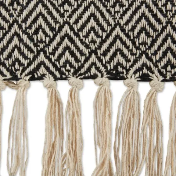 Blankets & Throws-Kirkland's Home Diamond Fringe Throw Black