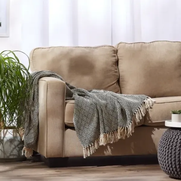 Blankets & Throws-Kirkland's Home Diamond Fringe Throw Black