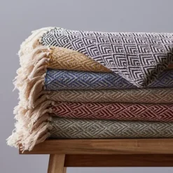Blankets & Throws-Kirkland's Home Diamond Fringe Throw Black