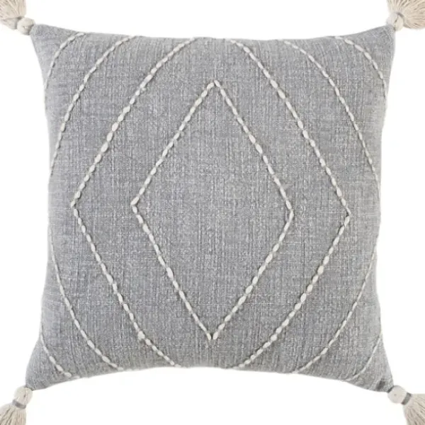 Pillows-Kirkland's Home Diamond Kantha Stitched Throw Pillow Gray