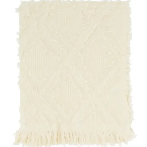 Blankets & Throws-Kirkland's Home Diamond Pattern Throw Blanket Ivory
