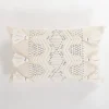 Pillows-Kirkland's Home Diamond Tassels Lumbar Pillow Ivory