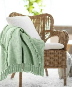 Blankets & Throws-Kirkland's Home Diamond Tufted Cotton Throw Green