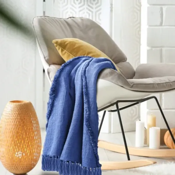 Blankets & Throws-Kirkland's Home Diamond Tufted Cotton Throw Blue