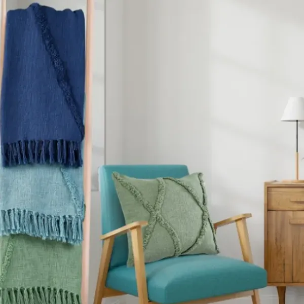 Blankets & Throws-Kirkland's Home Diamond Tufted Cotton Throw Blue