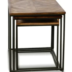 Accent & End Tables-Kirkland's Home Diamond Wood Top Nesting Accent Tables, Set Of 3 Brown
