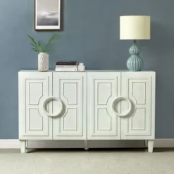 Cabinets & Sideboards-Kirkland's Home Dietrich Wood 4-Door Sideboard White