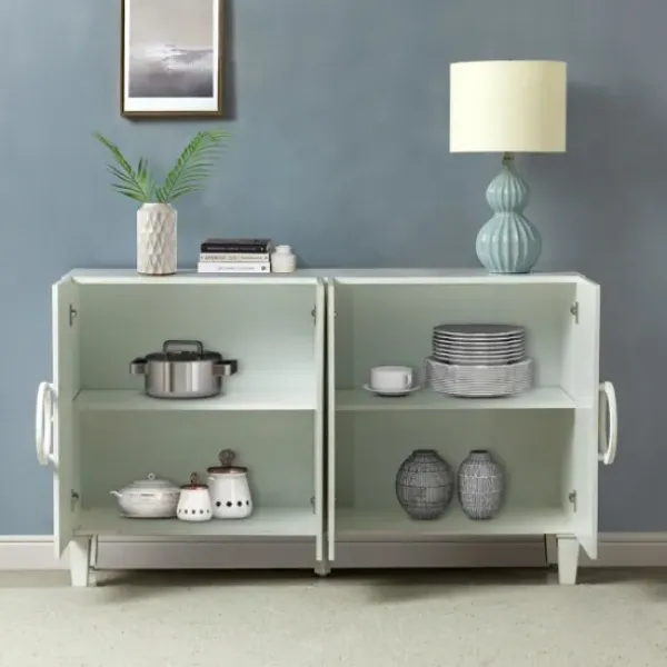 Cabinets & Sideboards-Kirkland's Home Dietrich Wood 4-Door Sideboard White