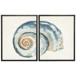 Framed Art-Kirkland's Home Diptych Shell Framed Art Print, Set Of 2 Blue