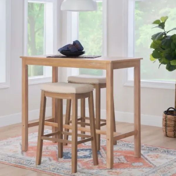 Dining Tables-Kirkland's Home Distressed Acacia Brown Wood Bar Table Tan