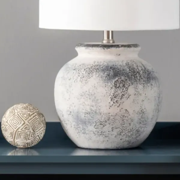 Table Lamps-Kirkland's Home Distressed And Gray Ceramic Table Lamp White