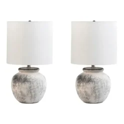 Table Lamps-Kirkland's Home Distressed And Gray Ceramic Table Lamp White