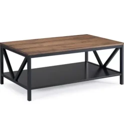Coffee Tables-Kirkland's Home Distressed Barnwood Coffee Table Black